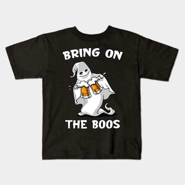 Ghost Beer Halloween Bring On The Boos Kids T-Shirt by underheaven